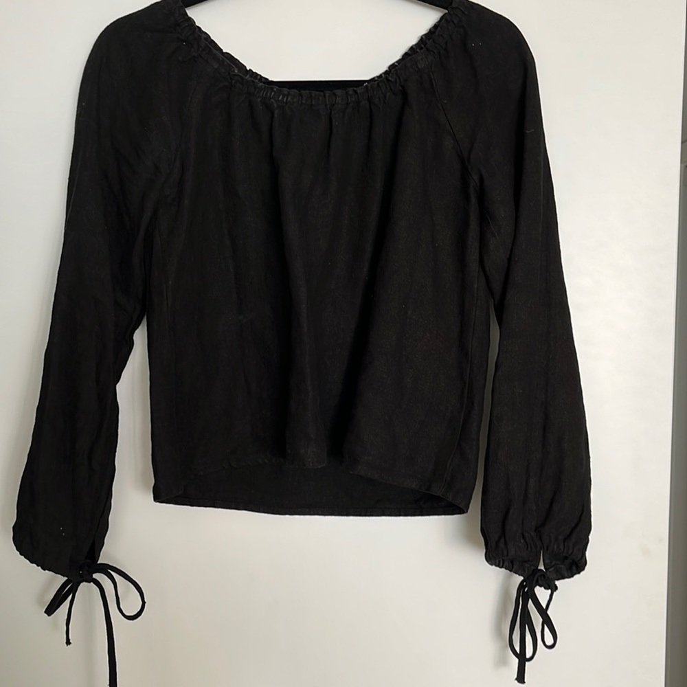 the lady & the sailor Black Boxy Linen Long Sleeve